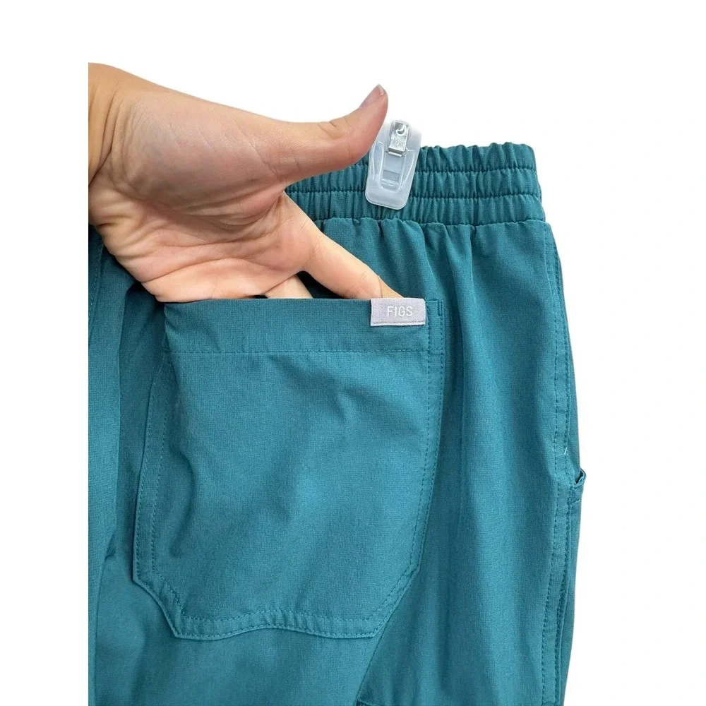 FIGS Technical Yola Teal Green Straight Leg Active Scrub Pants Workwear‎ Cargo M